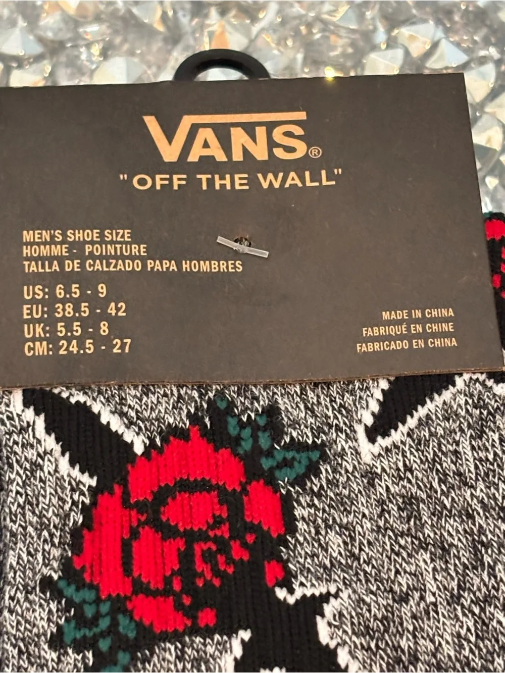 Vans “Off The Wall” Rose Floral Crew Socks NWT Men’s 6.5–9 / Unisex